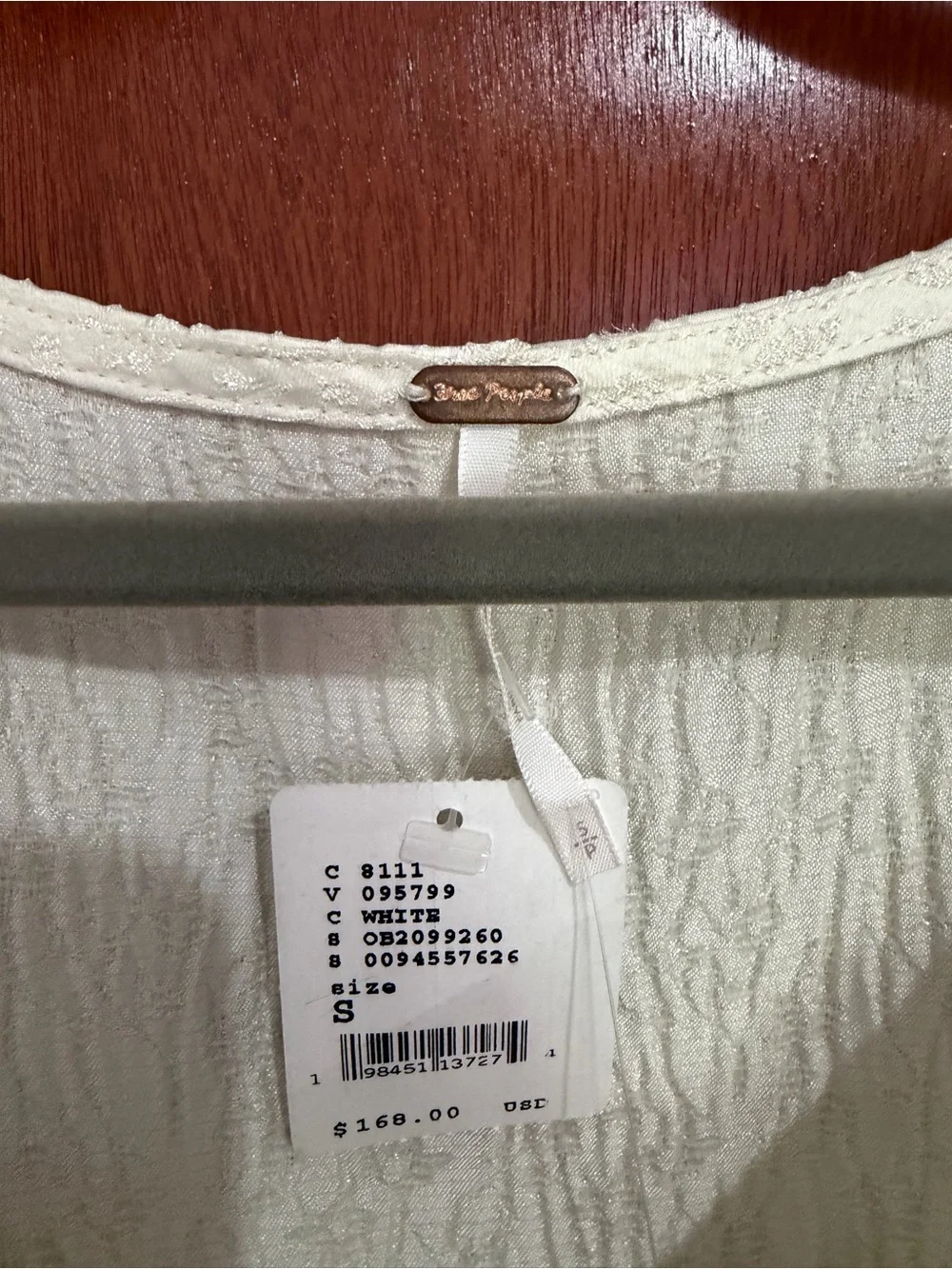 Free People Cream Peplum Blouse with Black Neck Tie